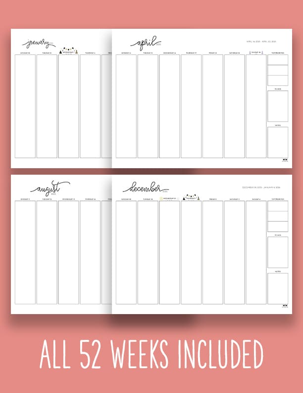 Printable-2025-Weekly-Calendars-7-Day-Blank-Extras-1