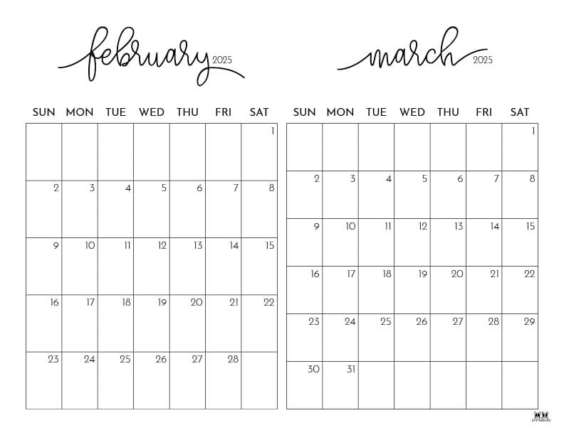 Printable-Two-Month-February-March-2025-Calendars-1