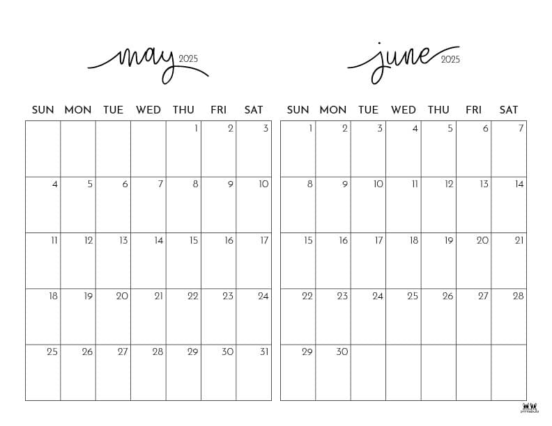 Printable-Two-Month-May-June-2025-Calendars-1