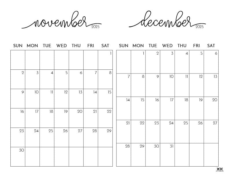 Printable-Two-Month-November-December-2025-Calendars-1