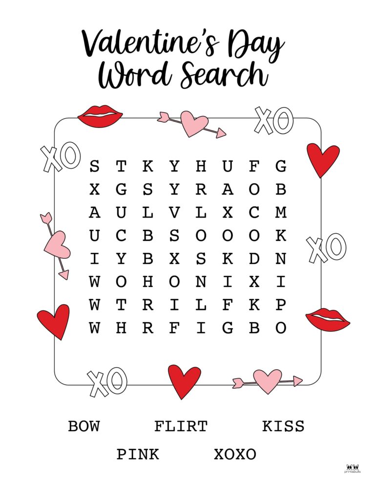 free valentines day word search worksheets